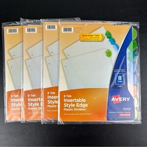 Avery 8 Tab Insertable Style Edge Plastic Dividers 11201 **Lot of 4**